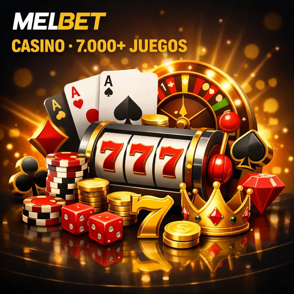 Melbet casino tragamonedas dados dorados cartas oscuro neon azul