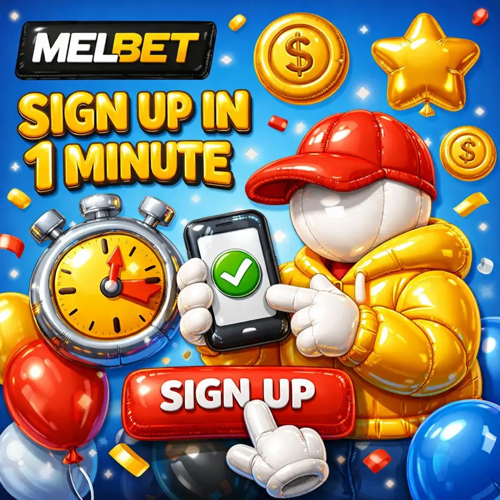 Melbet sign up timer checkmark dark background
