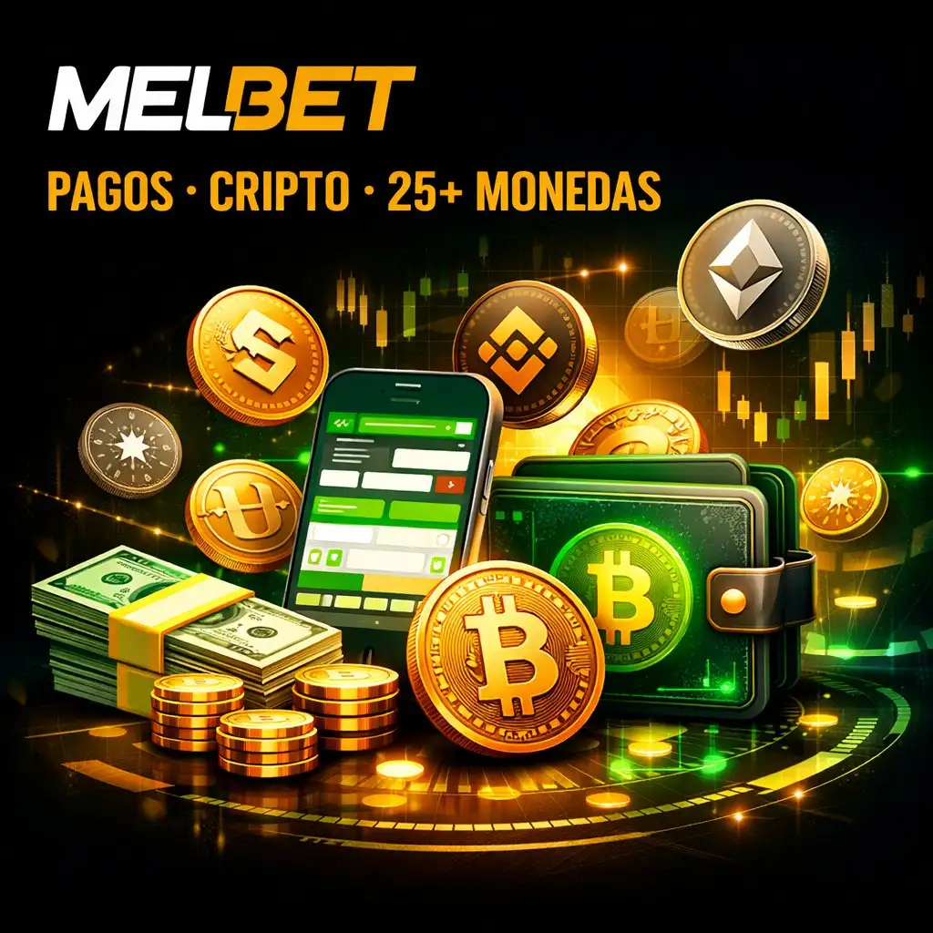 Melbet pagos deposito retiro Bitcoin dorado moneda billetera oscuro neon