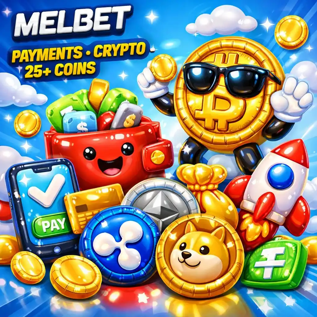 Melbet payments Bitcoin USDT Visa card dark background